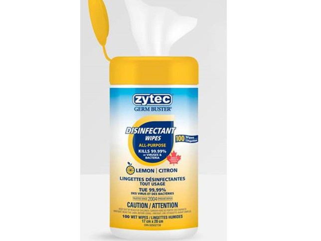 Zytec Lemon Disinfecting Wipes 100 count